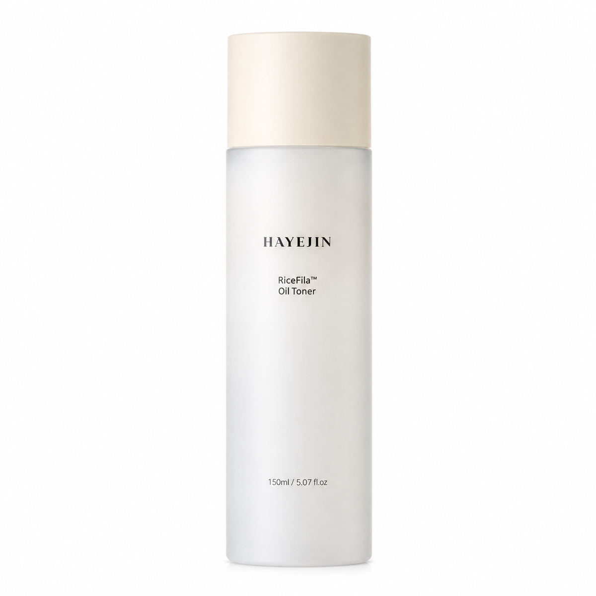 Tónico facial HAYEJIN RiceFila Oil Toner de 150 ml con aceite de arroz, en envase blanco con tapa beige.