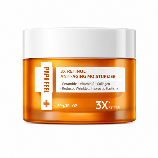 Crema facial PAPA FEEL 3X Retinol Anti-Aging Moisturizer con retinol, ceramidas, vitamina E y colágeno.